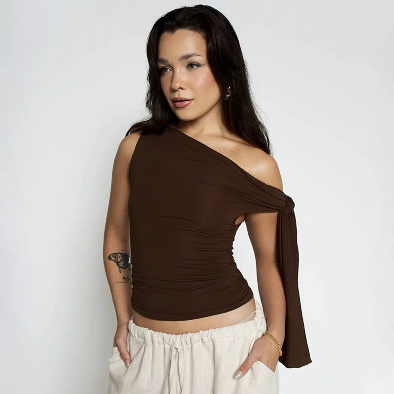 Y2K Draped Tie Top