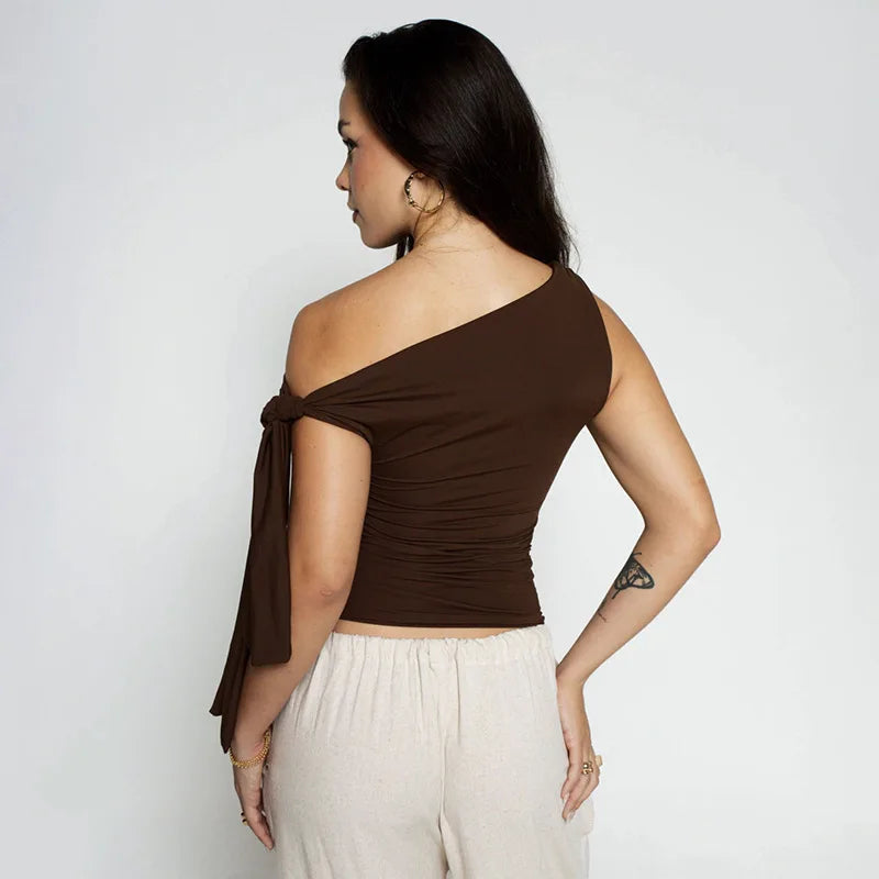 Y2K Draped Tie Top