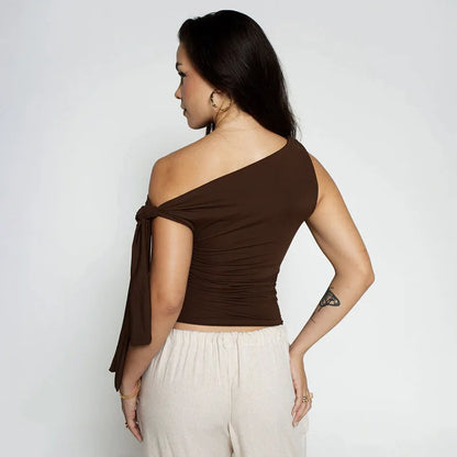 Y2K Draped Tie Top