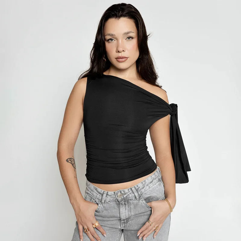 Y2K Draped Tie Top