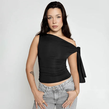 Y2K Draped Tie Top
