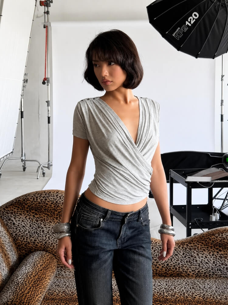 Y2K Draped Wrap Top