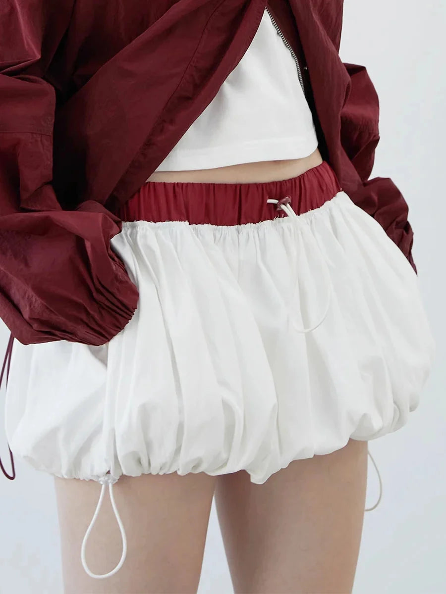 Y2K Drawstring Bubble Mini Skirt
