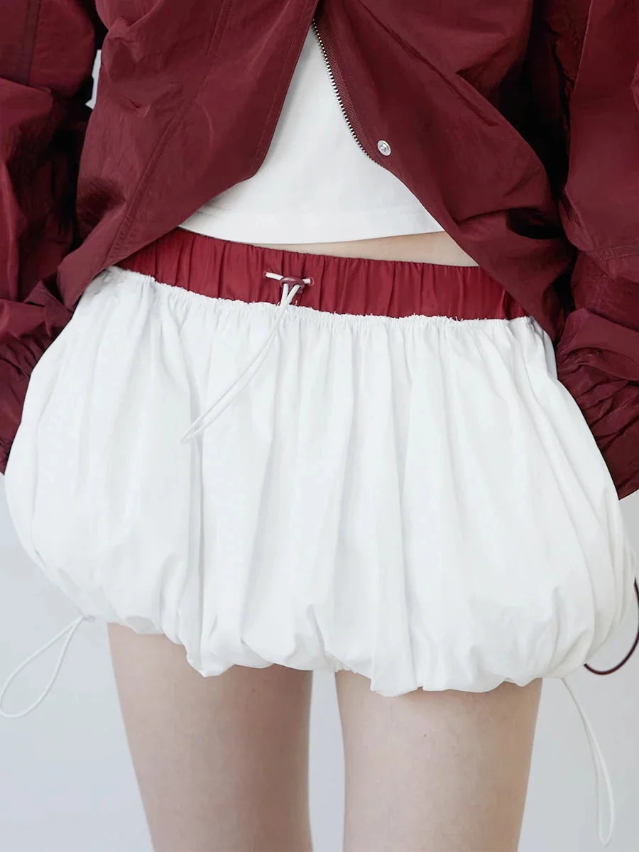 Y2K Drawstring Bubble Mini Skirt