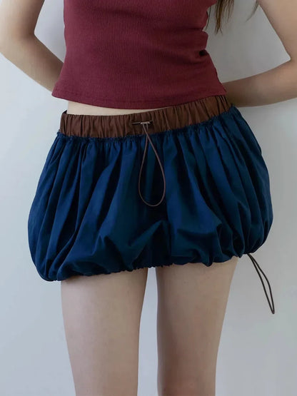 Y2K Drawstring Bubble Mini Skirt