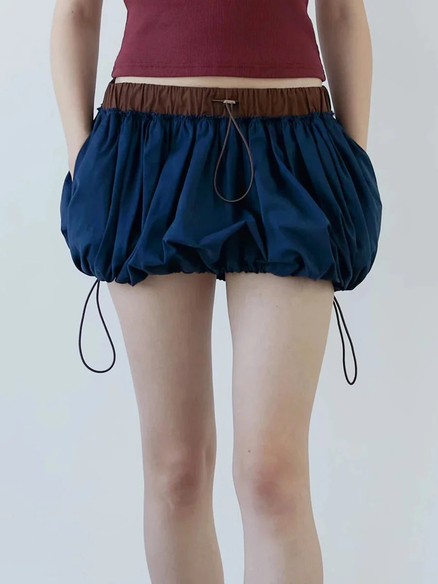 Y2K Drawstring Bubble Mini Skirt