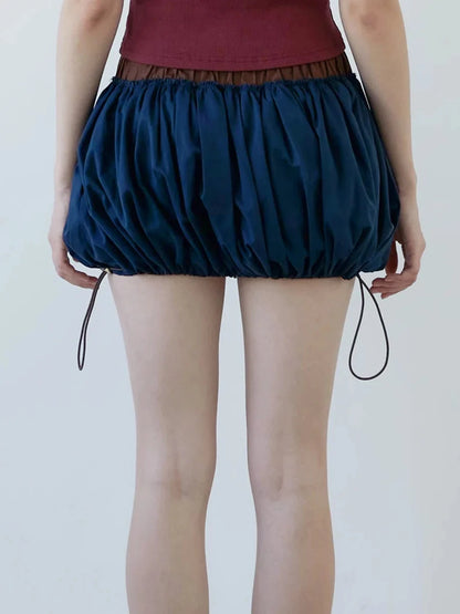 Y2K Drawstring Bubble Mini Skirt