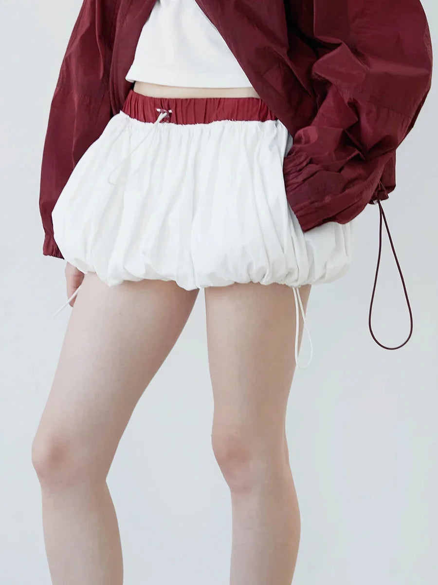 Y2K Drawstring Bubble Mini Skirt