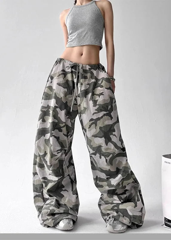 Y2K Drawstring Camo Baggy Pants
