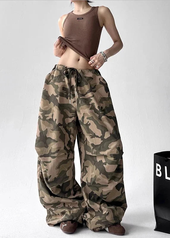 Y2K Drawstring Camo Baggy Pants
