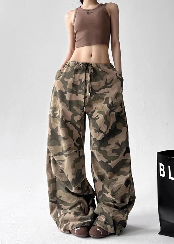 Y2K Drawstring Camo Baggy Pants