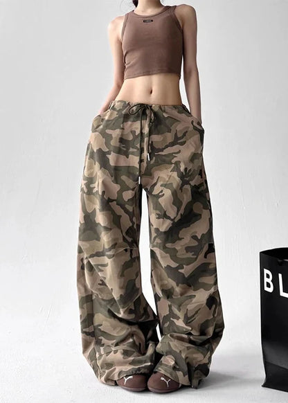 Y2K Drawstring Camo Baggy Pants