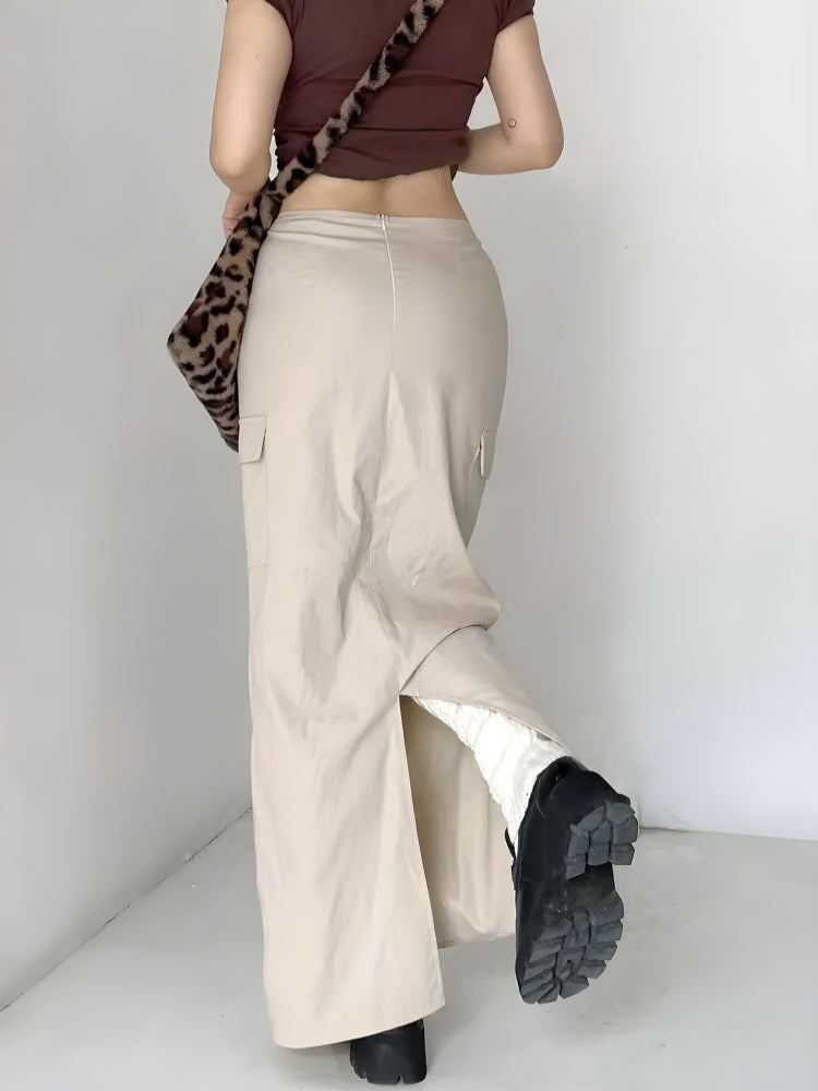 Y2K Drawstring Maxi Skirt