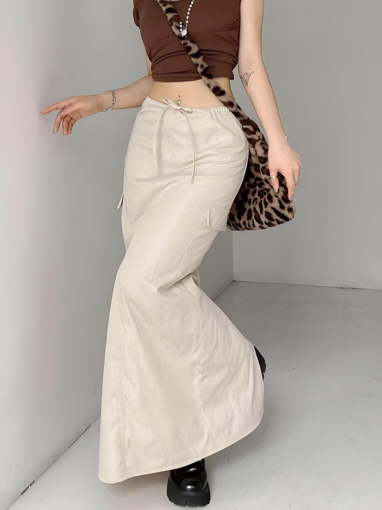 Y2K Drawstring Maxi Skirt