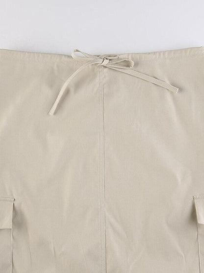 Y2K Drawstring Maxi Skirt