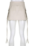 Drawstring Mini Skirt