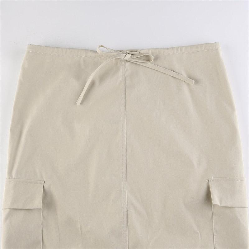 Y2K Drawstring Parachute Maxi Skirt