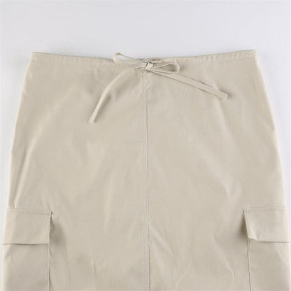 Y2K Drawstring Parachute Maxi Skirt