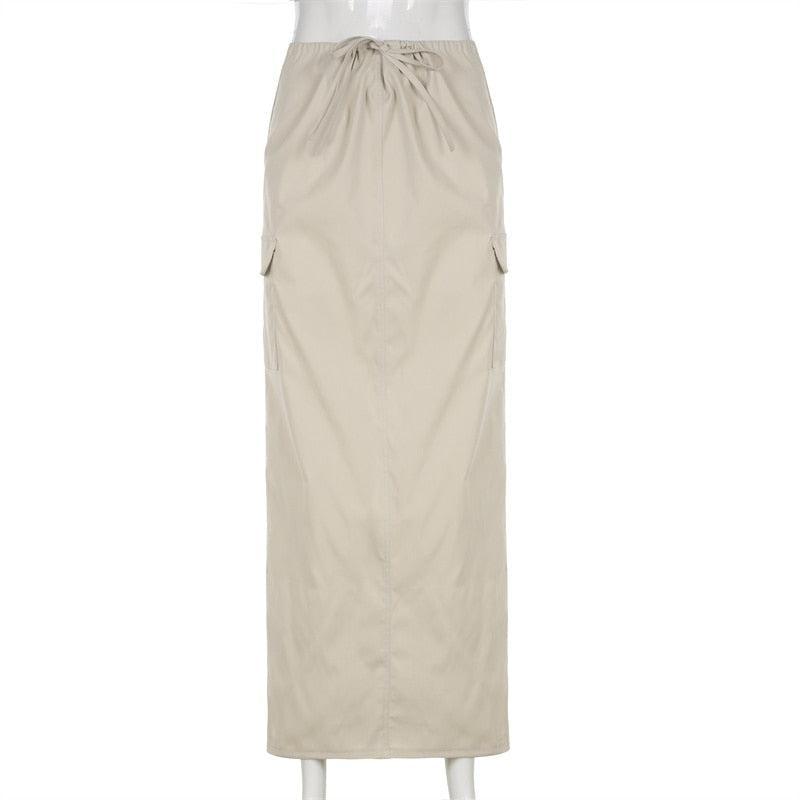 Y2K Drawstring Parachute Maxi Skirt