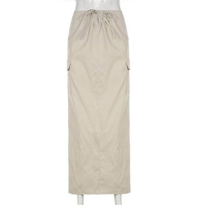 Y2K Drawstring Parachute Maxi Skirt