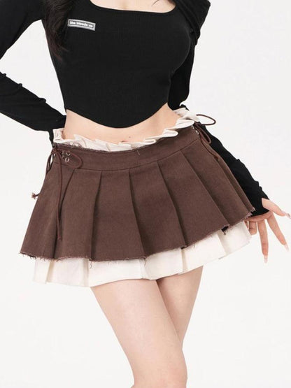Y2K Drawstring Pleated Mini Skirt