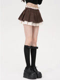 Trendy Y2K Pleated Mini Skirt with Drawstring Waist