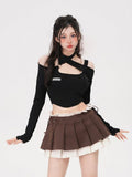 Trendy Y2K Pleated Mini Skirt with Drawstring Waist