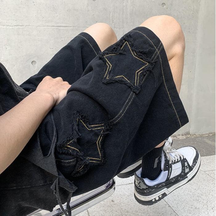 Y2K Drawstring Star Embroidered Shorts