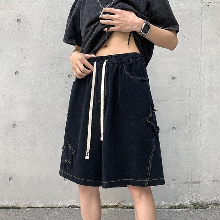 Y2K Drawstring Star Embroidered Shorts