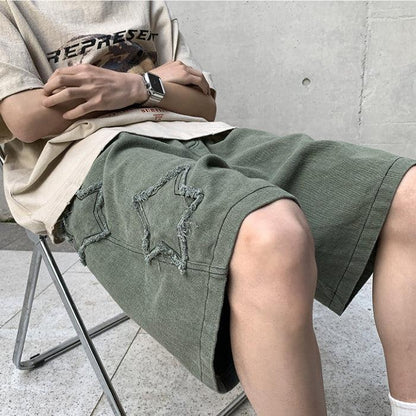 Y2K Drawstring Star Embroidered Shorts