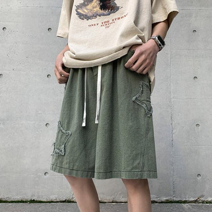 Y2K Drawstring Star Embroidered Shorts