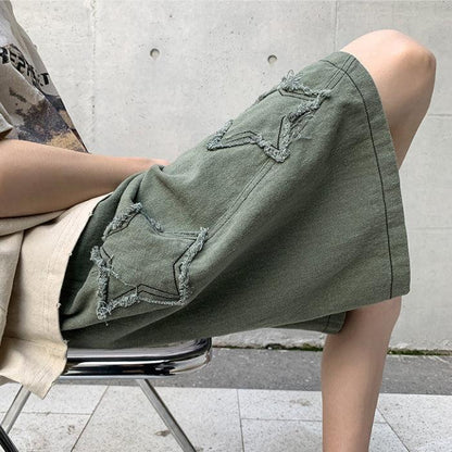 Y2K Drawstring Star Embroidered Shorts