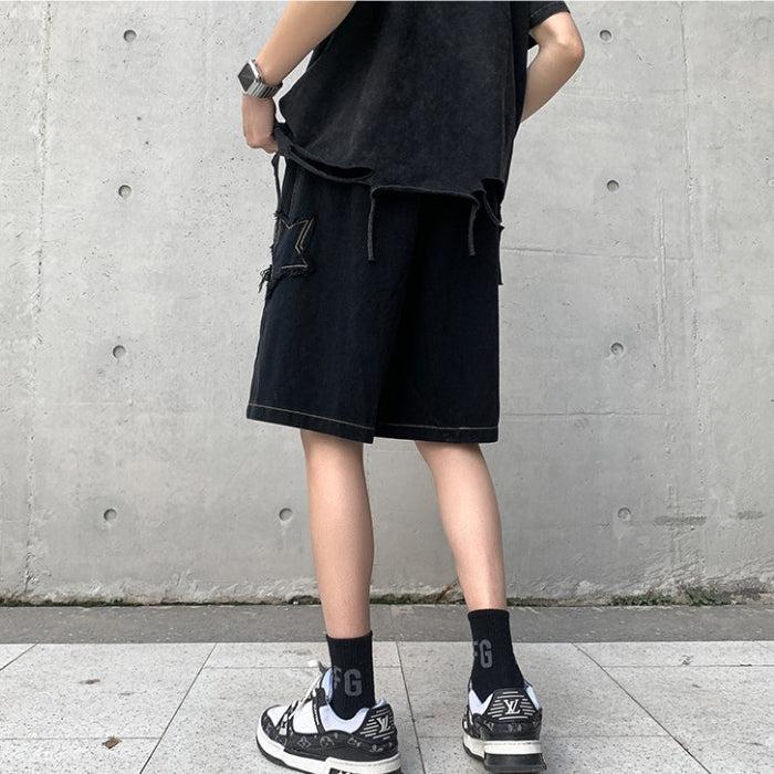 Y2K Drawstring Star Embroidered Shorts
