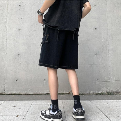 Y2K Drawstring Star Embroidered Shorts