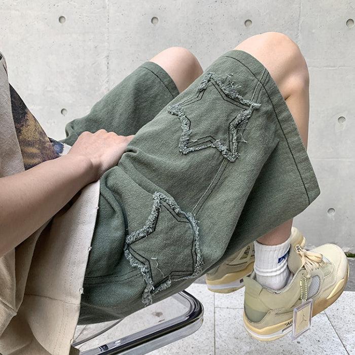 Y2K Drawstring Star Embroidered Shorts