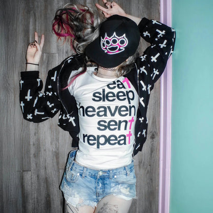 Y2K Eat Sleep Heaven Sent Repeat Tee