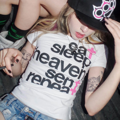 Y2K Eat Sleep Heaven Sent Repeat Tee