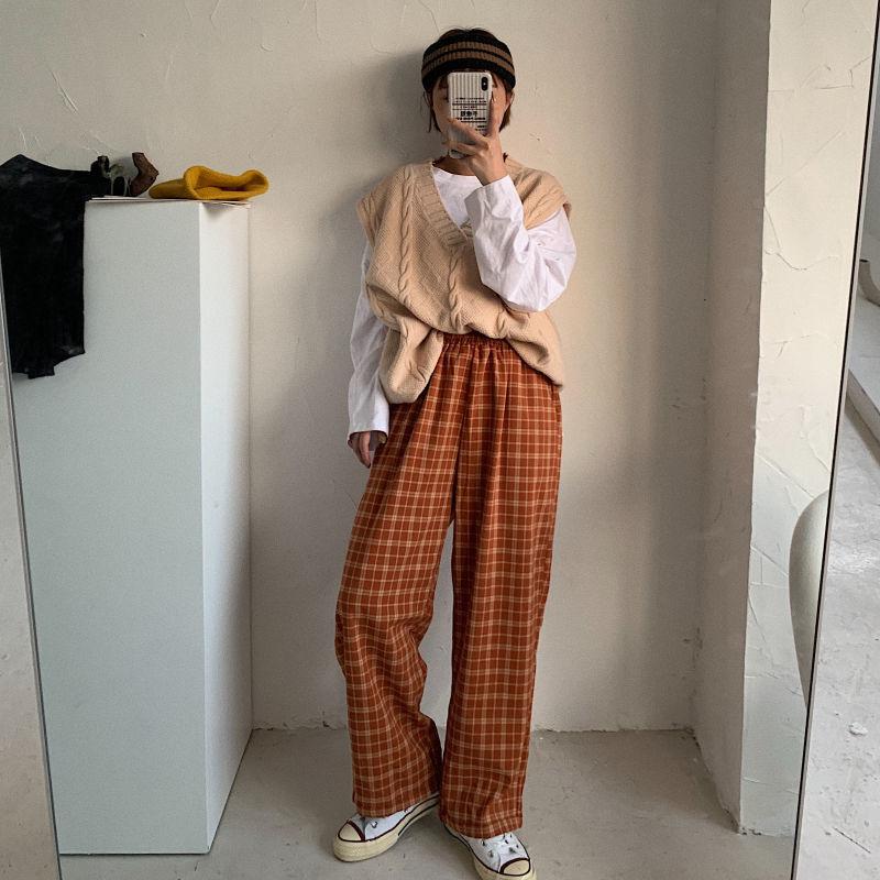Y2K Elasticated Waist Checkered Sweatpants