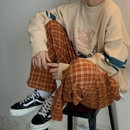 Y2K Elasticated Waist Checkered Sweatpants