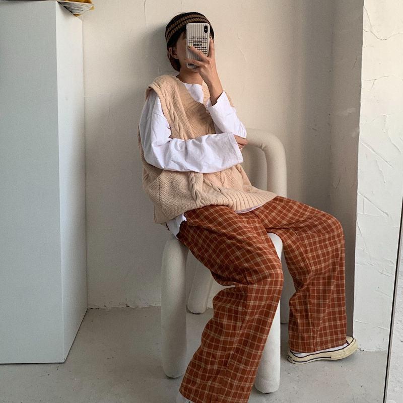 Y2K Elasticated Waist Checkered Sweatpants