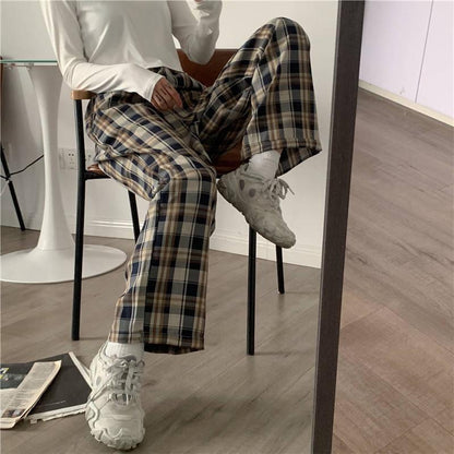Y2K Elasticated Waist Checkered Sweatpants