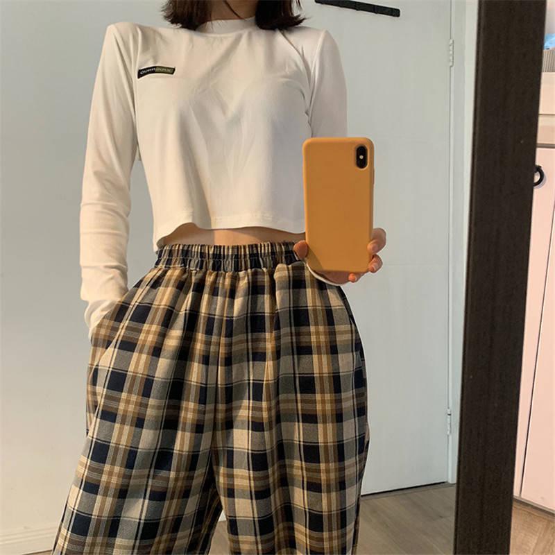 Y2K Elasticated Waist Checkered Sweatpants