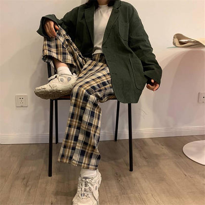 Y2K Elasticated Waist Checkered Sweatpants