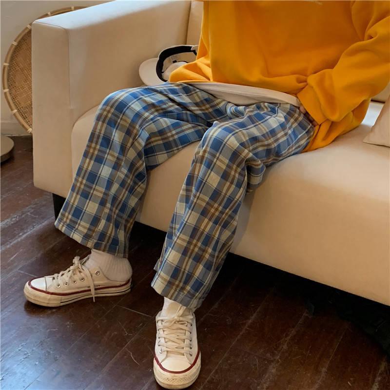 Y2K Elasticated Waist Checkered Sweatpants