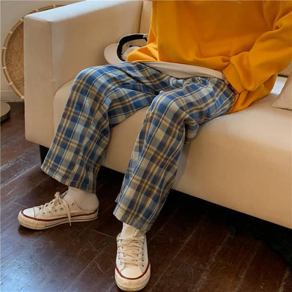 Y2K Elasticated Waist Checkered Sweatpants