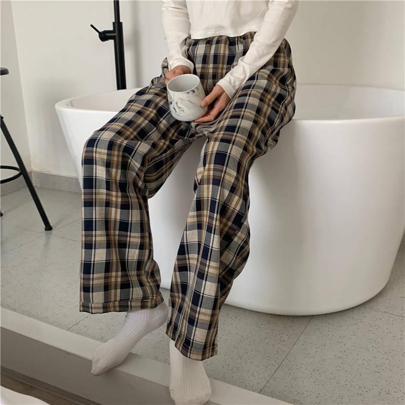 Y2K Elasticated Waist Checkered Sweatpants