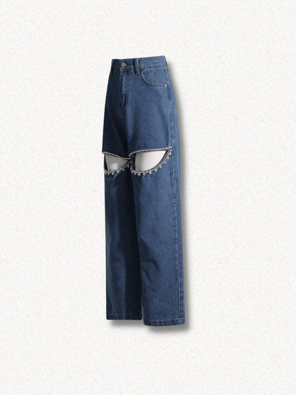 Y2K Embellished Cut-Out Jeans
