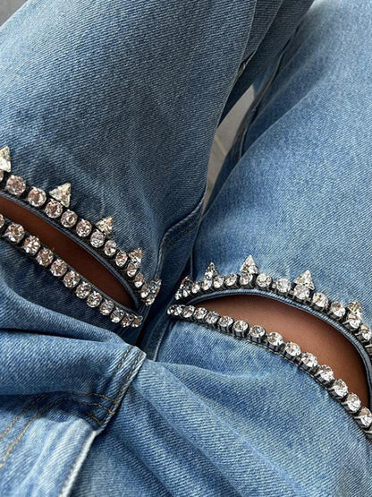 Y2K Embellished Cut-Out Jeans