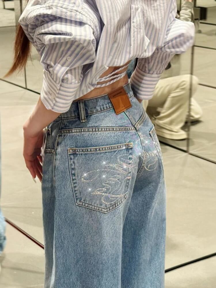 Y2K Embroidered Baggy Jeans