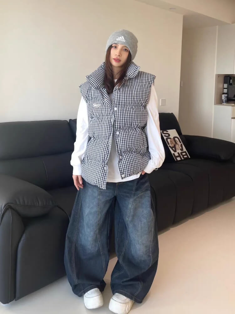 Y2K Embroidered Dark Baggy Jeans
